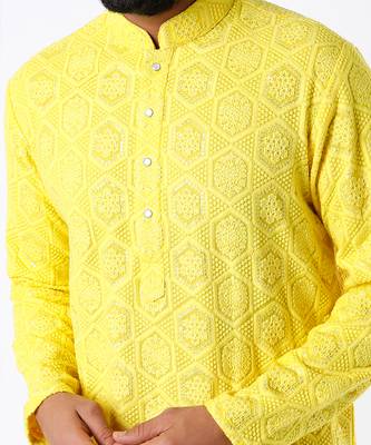 Yellow Chikankari Kurta 3