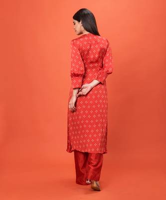 Red Wrap Over Kurta Set 6