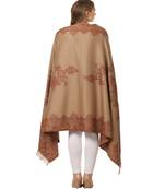Pashtush Women'S Jacquard Ambi Shawl, Warm And Soft, Faux Pashmina - Beige