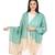 Pashtush Women   s Extra Fine Soft Wool Checkered Stole Sea Green