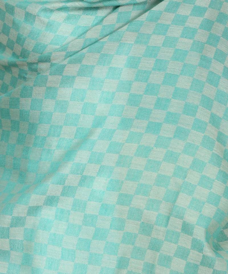 Pashtush Women   s Extra Fine Soft Wool Checkered Stole Sea Green