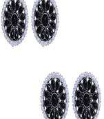 ROUND BLACK AND WHITE PEARL STUDS 2 SET