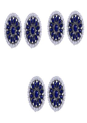 ROUND BLUE PEARL STUDS 3 SET 1