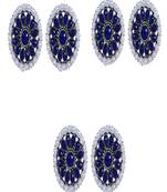 ROUND BLUE PEARL STUDS 3 SET