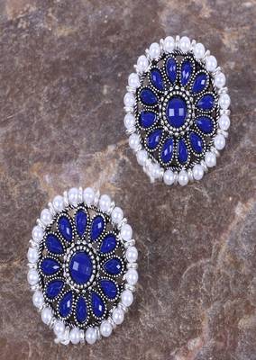ROUND BLUE PEARL STUDS 3 SET 2