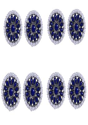 ROUND BLUE PEARL STUDS 4 SET 1