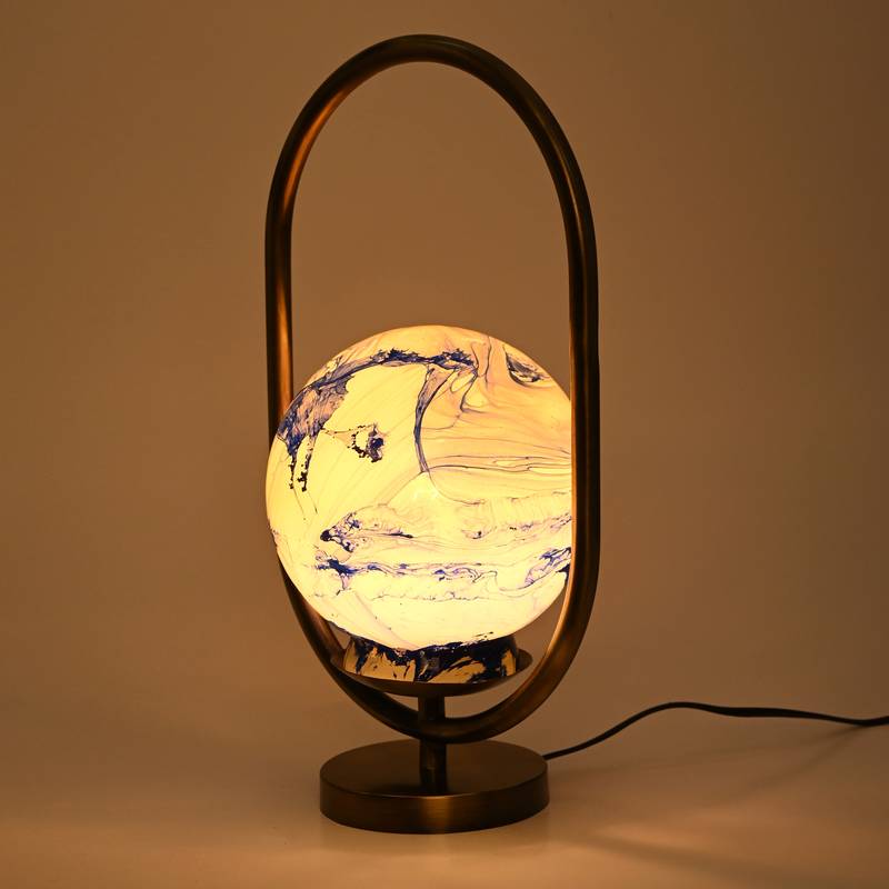 Home Decorative Stylish Table/Night Lamp, Oval, LED Compatible, (Pack Of 2)