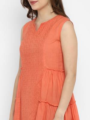 Peach Schiffli Ruffle dress 4