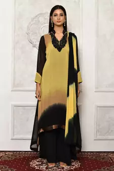 Black embroidered georgette salwar