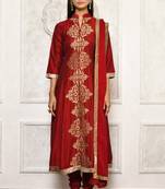Maroon embroidered cotton salwar