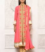Peach embroidered georgette salwar