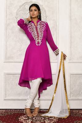 Pink embroidered georgette salwar 1