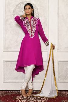 Pink embroidered georgette salwar