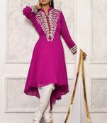 Pink embroidered georgette salwar