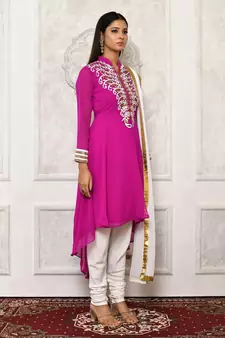 Pink embroidered georgette salwar