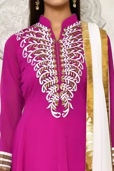 Pink embroidered georgette salwar