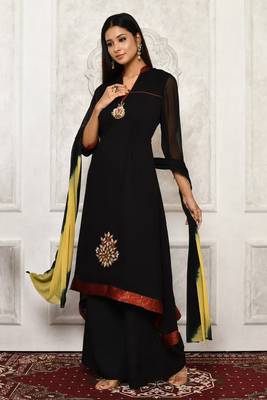 Black embroidered georgette salwar 1