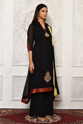 Black embroidered georgette salwar 2