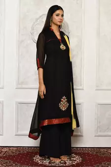 Black embroidered georgette salwar