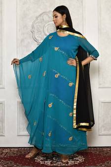 Green embroidered georgette salwar
