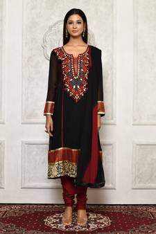 Black embroidered georgette salwar