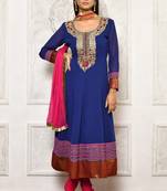 Blue embroidered georgette salwar