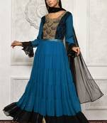 Blue embroidered georgette salwar
