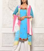 Light-blue embroidered georgette salwar