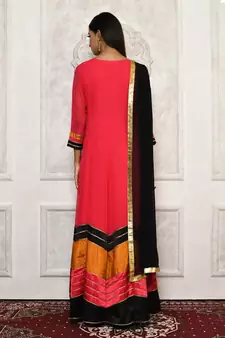 Red embroidered georgette salwar