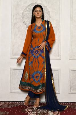 Orange embroidered georgette salwar 1