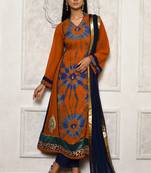 Orange embroidered georgette salwar