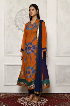 Orange embroidered georgette salwar