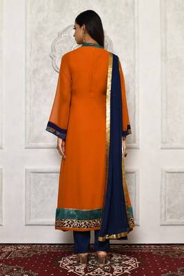 Orange embroidered georgette salwar 3