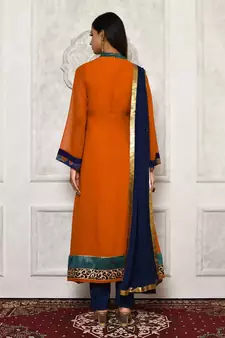 Orange embroidered georgette salwar