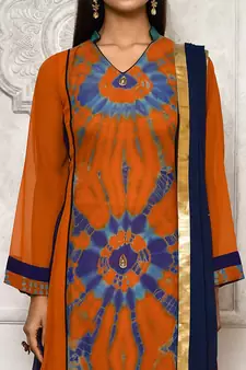Orange embroidered georgette salwar