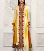 Yellow embroidered georgette salwar