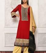 Maroon embroidered georgette salwar