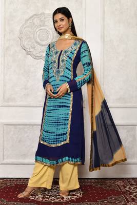 Blue embroidered georgette salwar 1