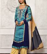 Blue embroidered georgette salwar