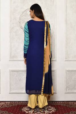Blue embroidered georgette salwar 3