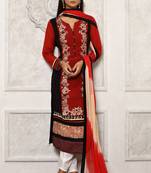 Red embroidered georgette salwar