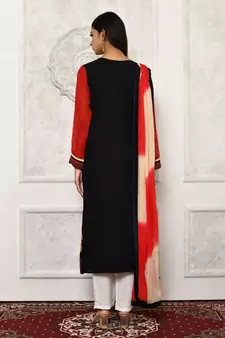 Red embroidered georgette salwar
