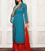 Green embroidered georgette salwar
