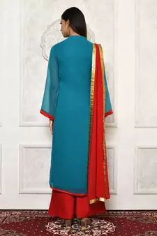Green embroidered georgette salwar