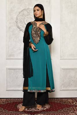 Green embroidered georgette salwar 1
