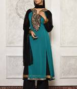 Green embroidered georgette salwar