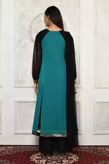 Green embroidered georgette salwar