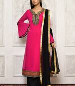 Pink embroidered georgette salwar