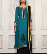Green embroidered georgette salwar