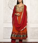 Orange embroidered georgette salwar